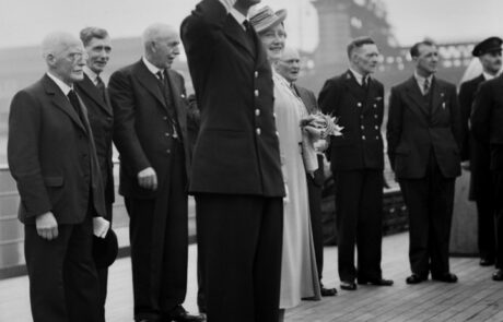 Their Majesties on board, June 1942 (Imperial War Museum)